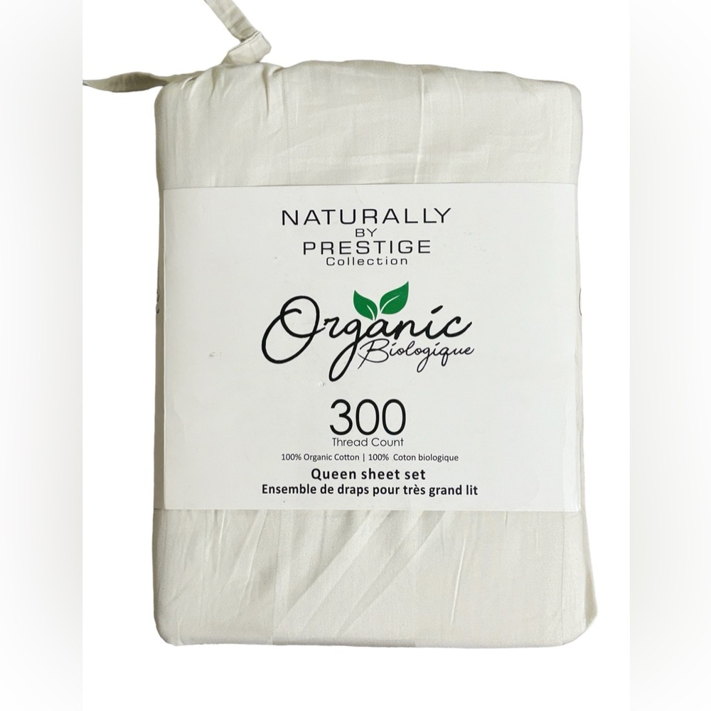 Set of 4, 100% Organic Cotton, 300 Thread Count Queen Bed Sheets.